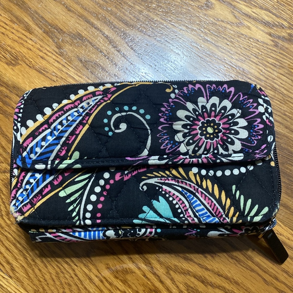 Vera Bradley black floral & paisley compact wallet